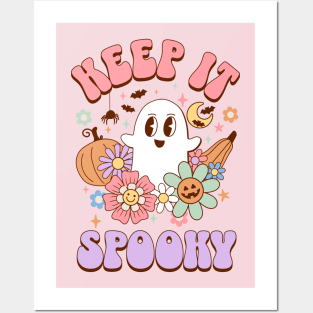 Keep it Spooky Kawaii Ghost Halloween Preppy Aesthetic Posters and Art